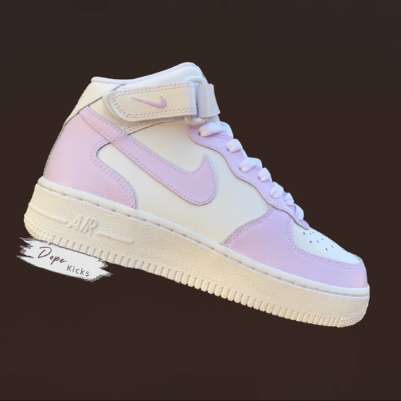 Custom Nike Lilac Purple Air Force 1 Mids - Picture 1 of 2